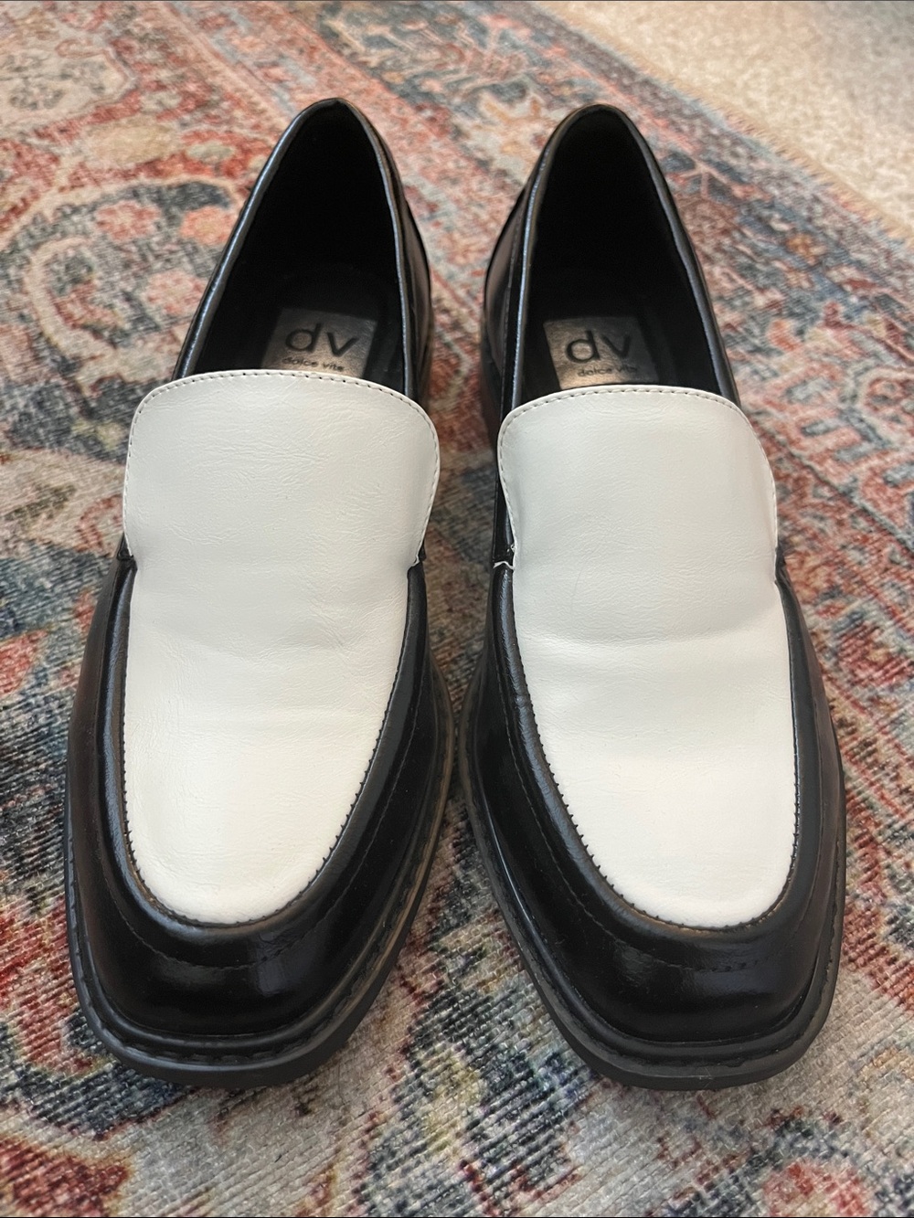NWOT DV by Dolce Vita Black and White Leather Slip-On Loafers